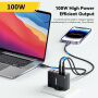 ESSAGER ES-CD37 rýchlonabíjací adaptér s portmi 2x USB-C / 2x USB-A - 100W - biely