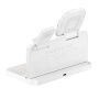 HT-568 3v1 skladací magnetický bezdrôtový stojan s hodinami, budíkom a podsvietením pre iPhone / Apple Watch / AirPods - 15W - biely