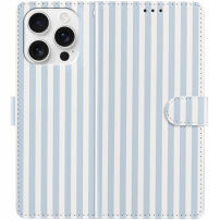 Flipové púzdro s prúžkami pre iPhone 16 Pro - modro-biele