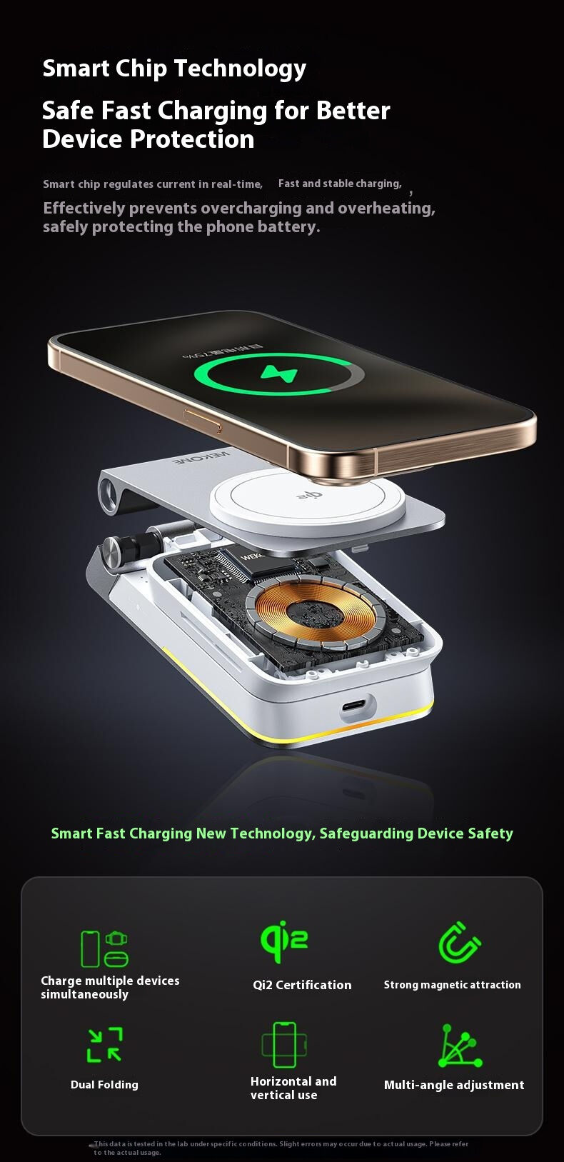WEKOME WP-U180 Qi2 3v1 skladací magnetický bezdrôtový stojan pre iPhone / Apple Watch / AirPods - 15W - sivý