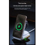 WEKOME WP-U180 Qi2 3v1 skladací magnetický bezdrôtový stojan pre iPhone / Apple Watch / AirPods - 15W - sivý