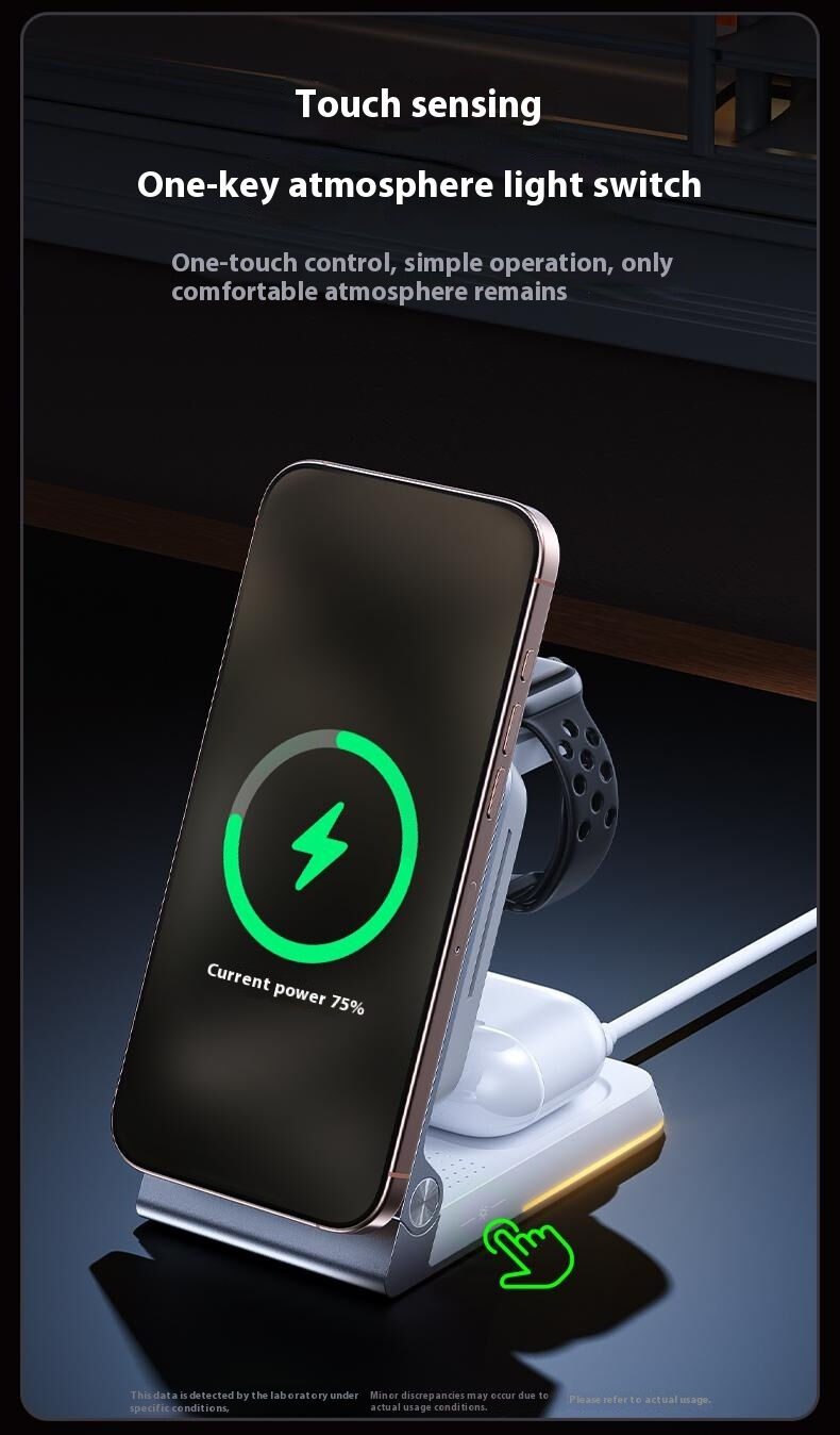 WEKOME WP-U180 Qi2 3v1 skladací magnetický bezdrôtový stojan pre iPhone / Apple Watch / AirPods - 15W - sivý