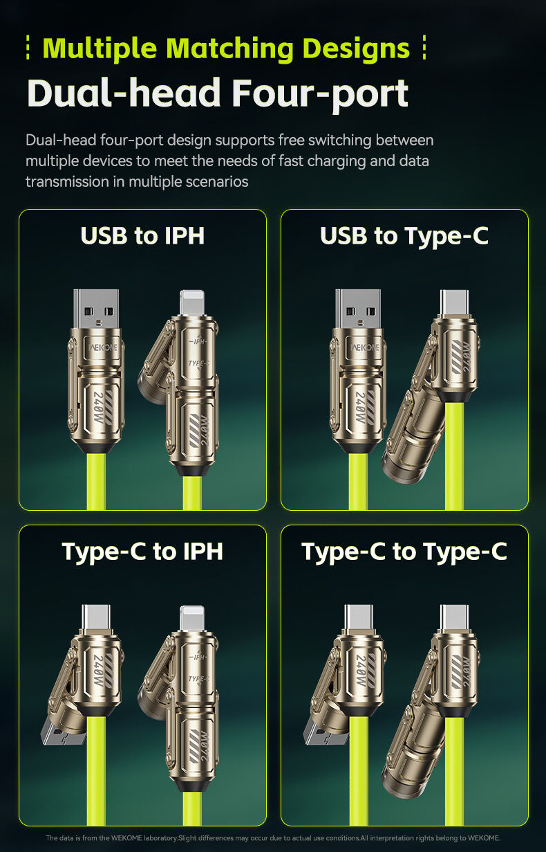 WEKOME WDC-80 2v1 špirálový nabíjací a dátový kábel - USB-C / USB-A na USB-C / Lightning - 1,8 m - neónovo zelený WEKOME WDC-80 2v1 špirálový nabíjací a dátový kábel - USB-C / USB-A na USB-C / Lightning - 1,8 m - neónovo zelený