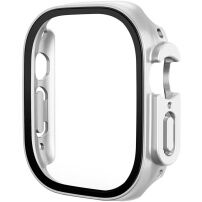 Metalické púzdro s tvrdeným sklom pre Apple Watch Ultra 49mm - strieborné