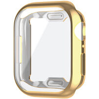 Metalické púzdro z mäkkého plastu s ochranou displeja pre Apple Watch 41mm - zlaté