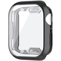 Metalické púzdro z mäkkého plastu s ochranou displeja pre Apple Watch 45mm - čierne