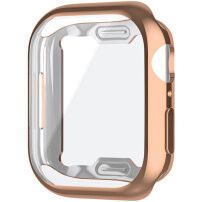 Metalické púzdro z mäkkého plastu s ochranou displeja pre Apple Watch 45mm - ružovozlaté