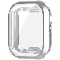Metalické púzdro z mäkkého plastu s ochranou displeja pre Apple Watch 45mm - strieborné