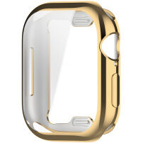 Metalické púzdro z mäkkého plastu s ochranou displeja pre Apple Watch 46mm - zlaté