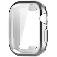 Metalické púzdro z mäkkého plastu s ochranou displeja pre Apple Watch 46mm - strieborné