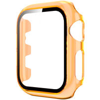 Transparentné puzdro s tvrdeným sklom pre Apple Watch 38 mm - oranžové