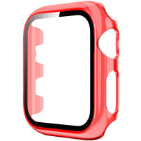 Transparentné puzdro s tvrdeným sklom pre Apple Watch 38 mm - červené