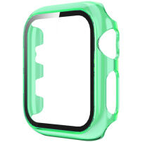 Transparentné puzdro s tvrdeným sklom pre Apple Watch 38 mm - neónovo zelené