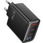 Toocki TCT67 GaN rýchlonabíjací adaptér s displejom a portmi 2x USB-C / USB-A - 67W - čierny