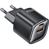 Toocki TC2220 GaN mini rýchlonabíjací adaptér s portmi USB-C / USB-A - 20W - čierny