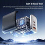 ESSAGER ES-CD64 GaN rýchlonabíjací adaptér s displejom a portmi 2x USB-C / USB-A - 65W - biely