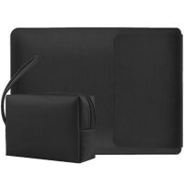 2v1 obálka so stojanom a taštičkou na príslušenstvo pre iPad do 13" / MacBook do 14" - čierna