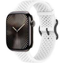 xDfind dierovaný silikónový remienok pre Apple Watch 42mm / 41mm / 40mm / 38mm - biely