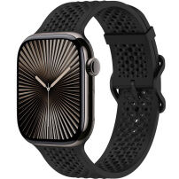 xDfind dierovaný silikónový remienok pre Apple Watch 42mm / 41mm / 40mm / 38mm - čierny