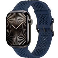 xDfind dierovaný silikónový remienok pre Apple Watch Ultra 49mm / 46mm / 45mm / 44mm / 42mm - tmavomodrý