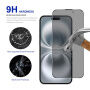 Rurihai tvrdené Anti-Spy sklo s čiernym rámčekom pre iPhone 15 Plus / 16 Plus