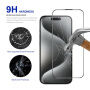 Rurihai tvrdené antireflexné 2.5D sklo s čiernym rámčekom pre iPhone 15 Pro