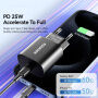 ESSAGER ES-CD38 rýchlonabíjací adaptér s portom USB-C - 25W - čierny