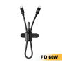 ESSAGER ES-X83 nabíjací a dátový kábel a pútko - USB-C na USB-C - 30 cm - čierny