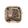 Obal s leopardím vzorom, zapínaním a karabínou pre AirPods 4 / 5 - hnedý