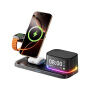 C09 3v1 magnetický bezdrôtový stojan s hodinami, reproduktorom a podsvietením pre iPhone / Apple Watch / AirPods - 25W - čierny