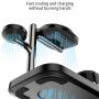 C09 3v1 magnetický bezdrôtový stojan s hodinami, reproduktorom a podsvietením pre iPhone / Apple Watch / AirPods - 25W - čierny