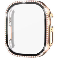 xDfind púzdro posiate kamienkami s tvrdeným sklom pre Apple Watch Ultra 49mm - ružovozlaté