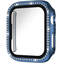 xDfind púzdro posiate kamienkami s tvrdeným sklom pre Apple Watch 46mm - tmavomodré