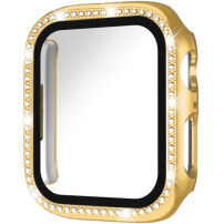 xDfind púzdro posiate kamienkami s tvrdeným sklom pre Apple Watch 45mm - zlaté