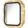 xDfind púzdro posiate kamienkami s tvrdeným sklom pre Apple Watch 44mm - zlaté