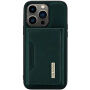 DG.MING 2 v 1 kryt s odnímateľnou magnetickou peňaženkou pre iPhone 13 Pro Max - tmavozelený
