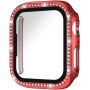 xDfind púzdro posiate kamienkami s tvrdeným sklom pre Apple Watch 40mm - červené