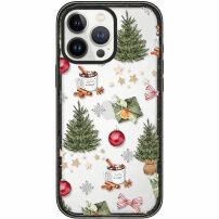Transparentný kryt s vianočným vzorom pre iPhone 13 Pro - zelený