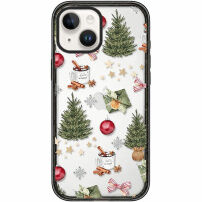 Transparentný kryt s vianočným vzorom pre iPhone 13 / 14 - zelený