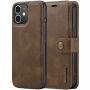 DG.Ming 2v1 odnímateľné flipové púzdro pre iPhone 12 mini - hnedé