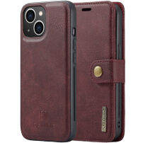 DG.MING 2 v 1 odnímateľné flipové puzdro pre iPhone 13 mini - vínové