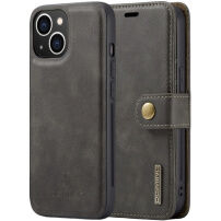 DG.MING 2 v 1 odnímateľné flipové puzdro pre iPhone 13 mini - tmavohnedé