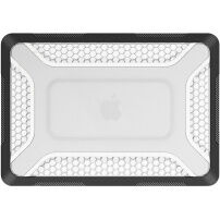 Odolný kryt so štruktúrou včelieho plástu a vyklápacími nožičkami pre MacBook Neo (A3404) - čierny