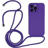Silikónový kryt so šnúrkou pre iPhone 16 Pro Max - fialový