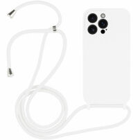 Silikónový kryt so šnúrkou pre iPhone 16 Pro Max - biely