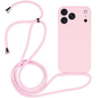 Silikónový kryt so šnúrkou pre iPhone 17 Pro - ružový