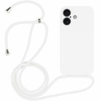 Silikónový kryt so šnúrkou pre iPhone 16 - biely