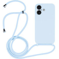Silikónový kryt so šnúrkou pre iPhone 16 Plus - modrý