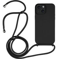 Silikónový kryt so šnúrkou pre iPhone 15 - čierny
