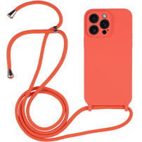 Silikónový kryt so šnúrkou pre iPhone 14 Pro - oranžový